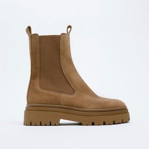 Zara leather lug sole boot